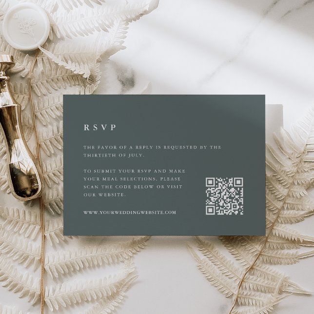Slate Grey-Green Wedding QR Code RSVP Card (Creator Uploaded)