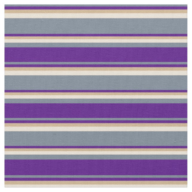 Slate Grey, Indigo, Tan & Bisque Pattern Fabric (Close Up)
