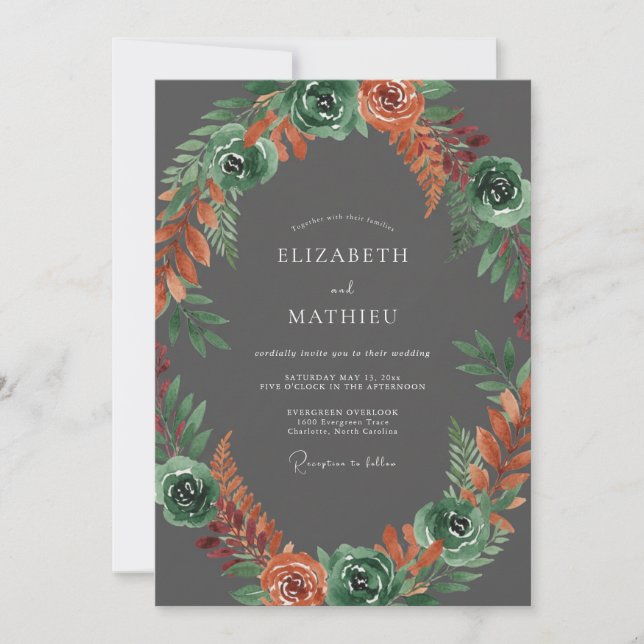 Slate Grey Intense Fall Wedding Invitation (Front)