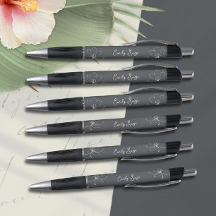 Slate Grey Ivory Floral Line Art Minimalist Zen