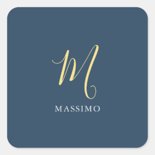 Slate Grey Jasmine Monogram Own Name Special Gift Square Sticker