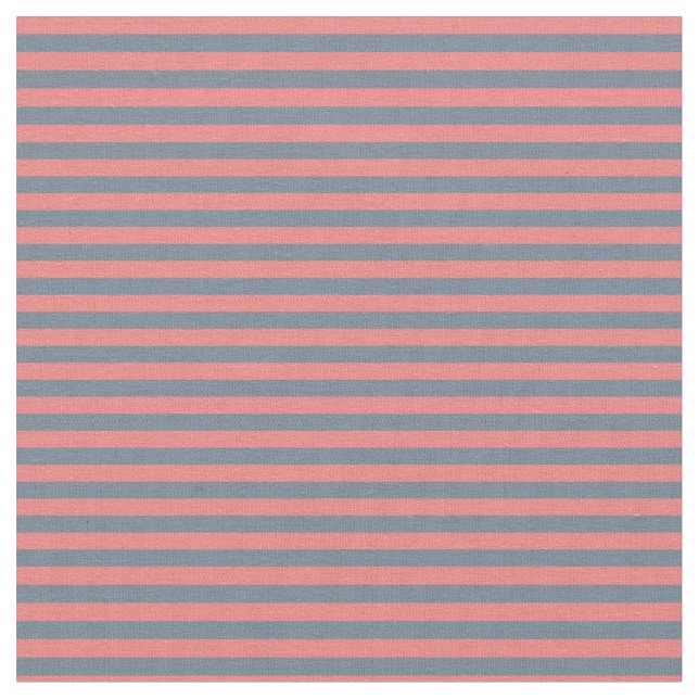 Slate Grey & Light Coral Coloured Striped Pattern Fabric (Close Up)