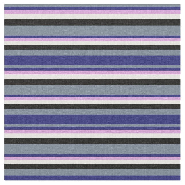 Slate Grey, Midnight Blue, Plum, White & Black Fabric (Close Up)