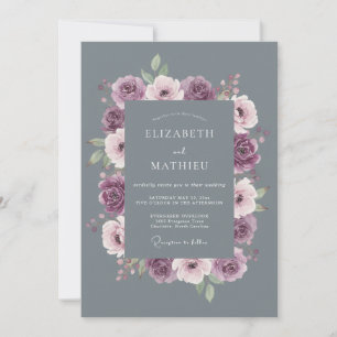 Slate Grey Misty Winter Wedding Invitation
