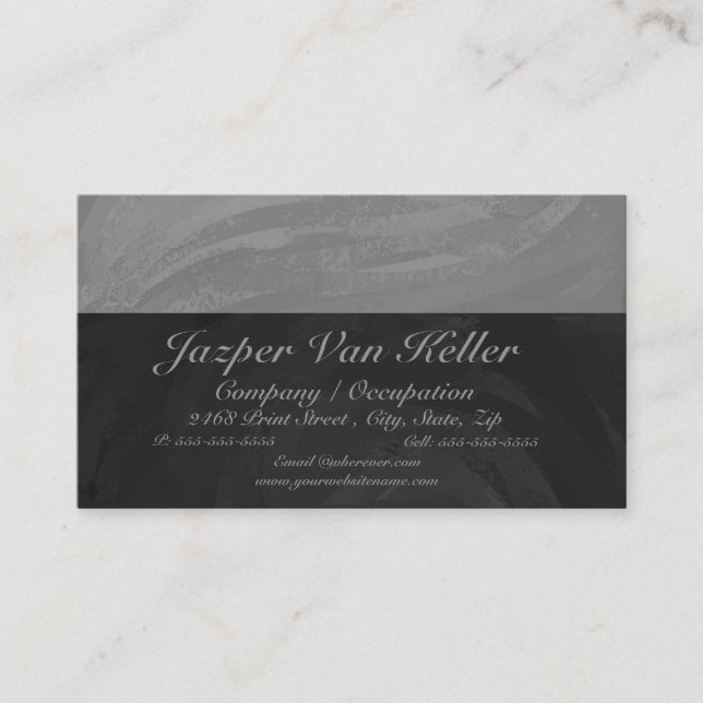 Slate Grey Monogram Business Card (Front)