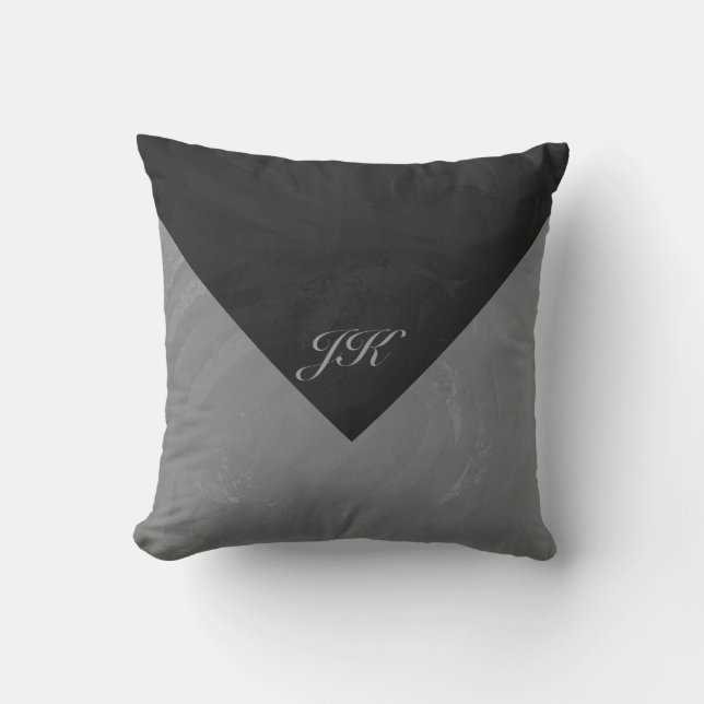 Slate Grey Monogram Cushion (Front)