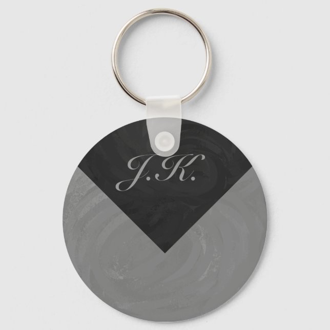 Slate Grey Monogram Key Ring (Front)