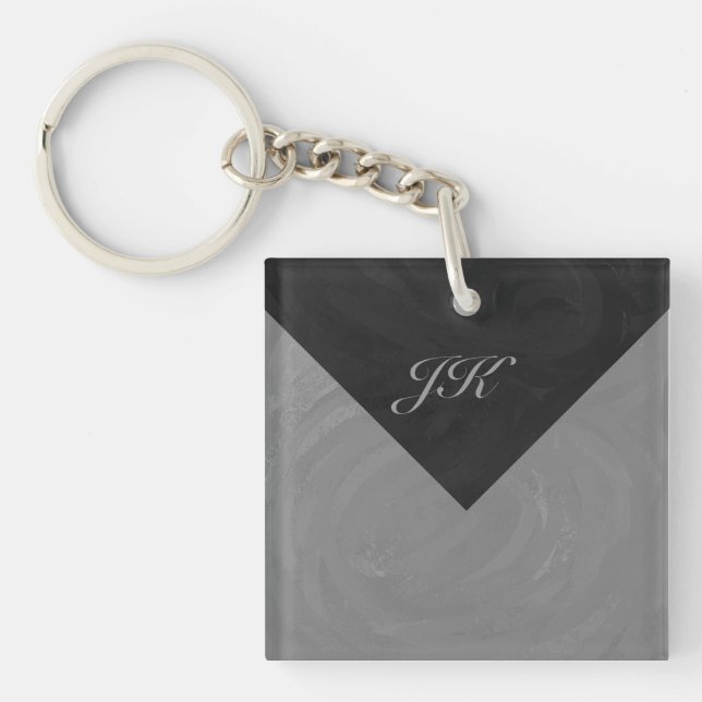 Slate Grey Monogram Key Ring (Front)