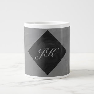 Slate Grey Monogram Large Coffee Mug