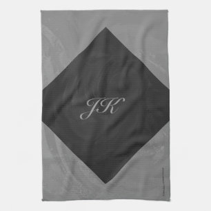 Slate Grey Monogram Tea Towel