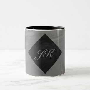 Slate Grey Monogram Two-Tone Coffee Mug