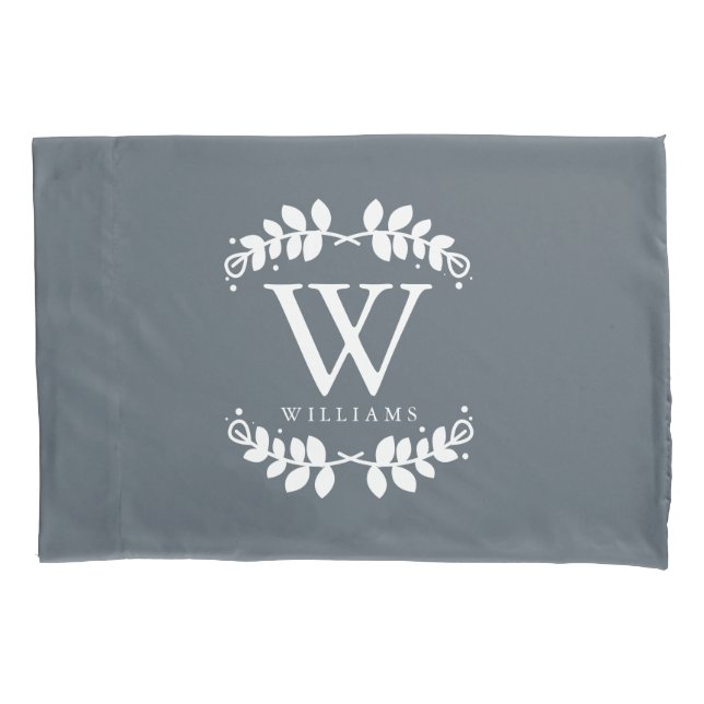 Slate Grey Monogrammed Pillowcase (Front)