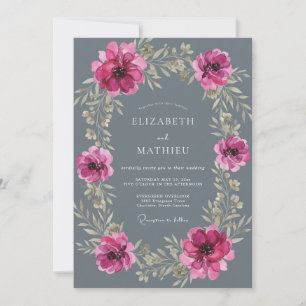 Slate Grey Moody Romantic Wedding Invitation