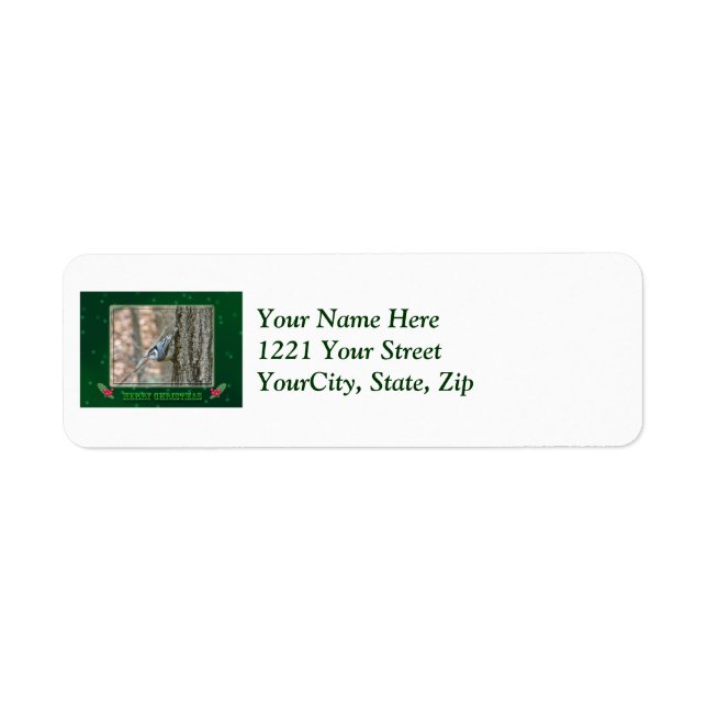 Slate Grey Nuthatch Christmas Address Label Return Address Label (Front)
