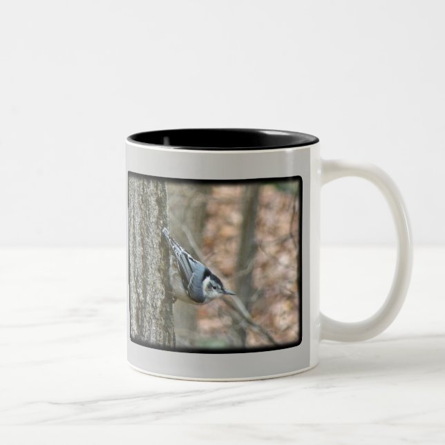 Slate Grey Nuthatch Songbird Coordinated Items Two-Tone Coffee Mug (Right)