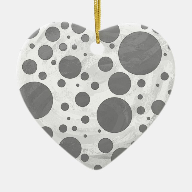 Slate Grey Polka Dot Pattern Ceramic Tree Decoration (Front)