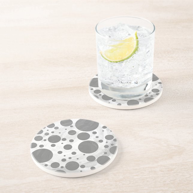Slate Grey Polka Dot Pattern Coaster (Side)