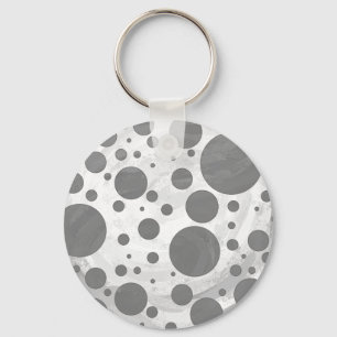 Slate Grey Polka Dot Pattern Key Ring