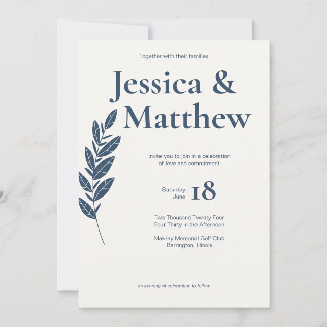 Slate Grey Rustic Chic All-in-One Wedding Invitation (Front)