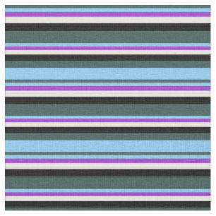 Slate Grey, Sky Blue, Dark Orchid, White & Black Fabric