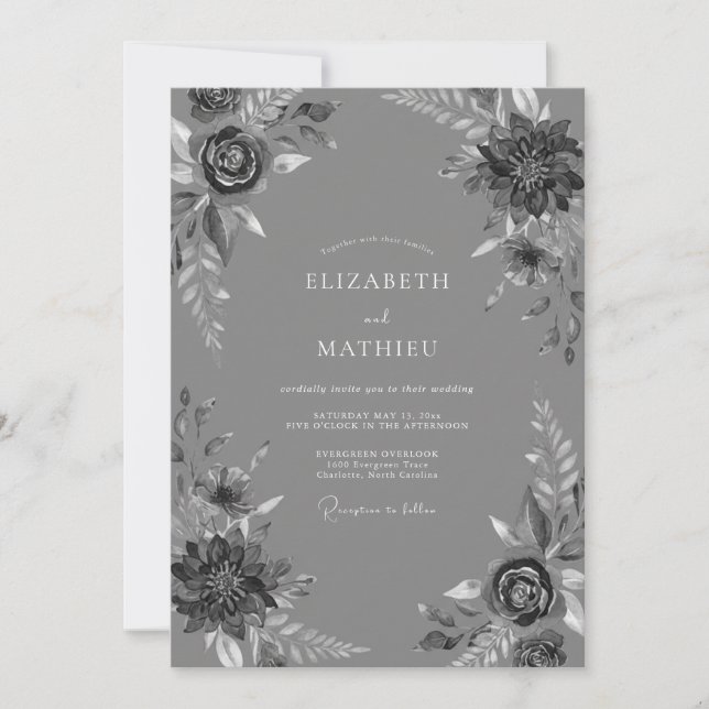 Slate Grey Sophisticated Formal Wedding Invitation (Front)
