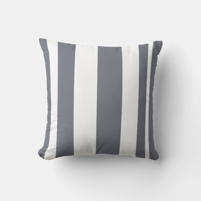 Slate Grey Striped throw pillow (Front)