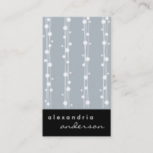 Slate Grey Stylish Dots and Straw Business Cards