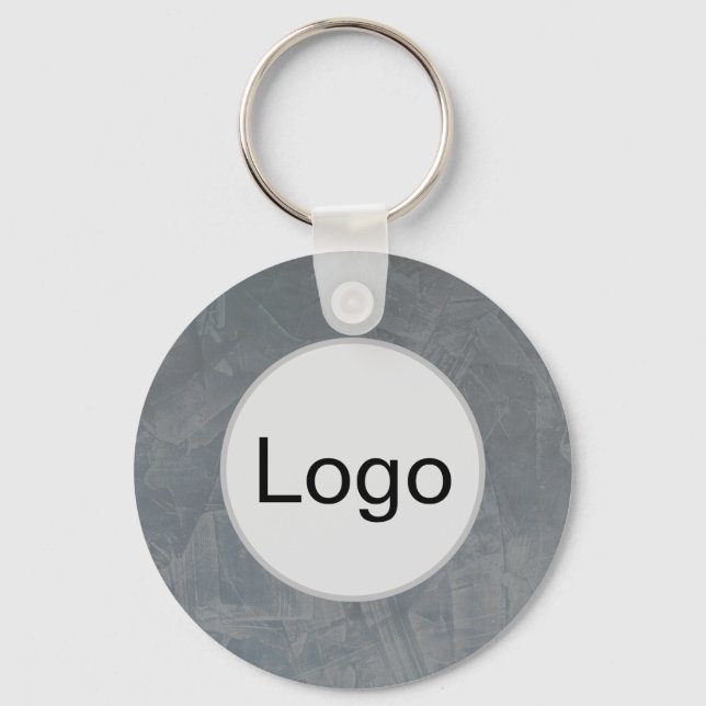 Slate Grey Venetian Plaster Logo Monogram Key Ring (Front)