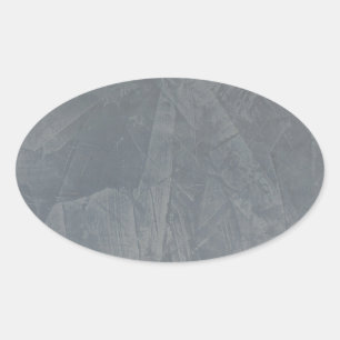 Slate Grey Venetian Plaster Oval Sticker