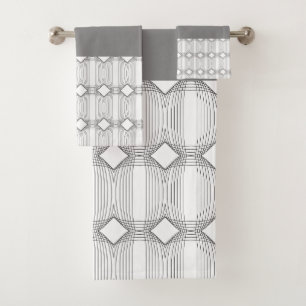 Slate Grey White And Black Modern Bath Towel Set