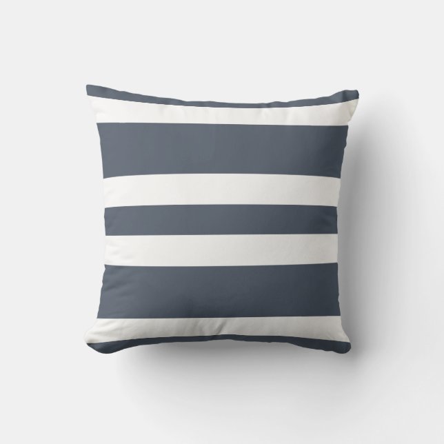 Slate Grey & White Stripe Couch Pillow Gift (Front)
