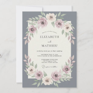 Slate Lavender Foliage Eucalyptus Wedding Invitation