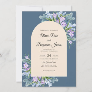 Slate Lavender Lily Wedding Invitation