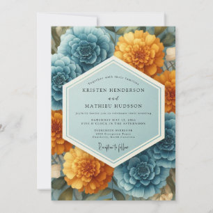 Slate Marigold Opulent Wedding Invitation