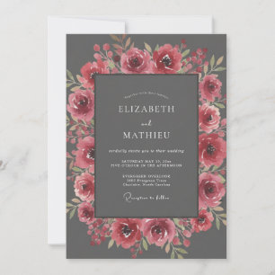 Slate Pink Romantic Winter Wedding Invitation