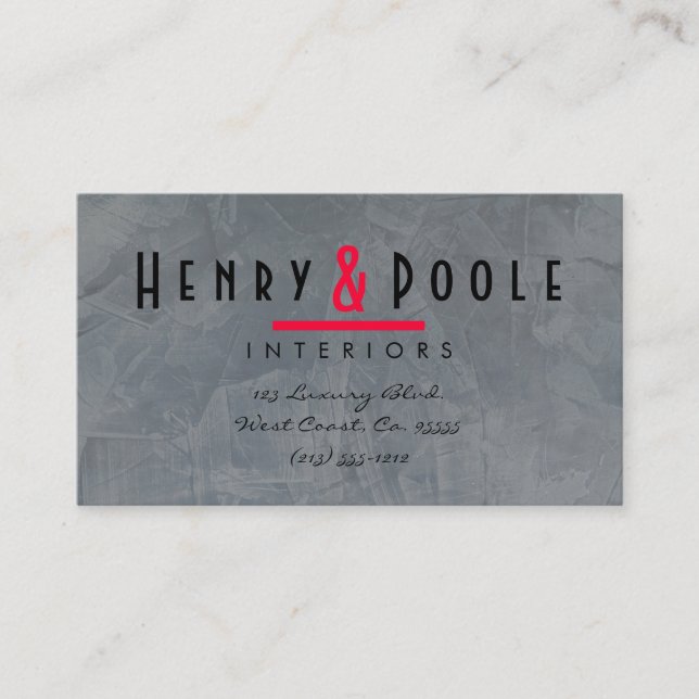 Slate Plaster Interior Designer Business Cards (Front)