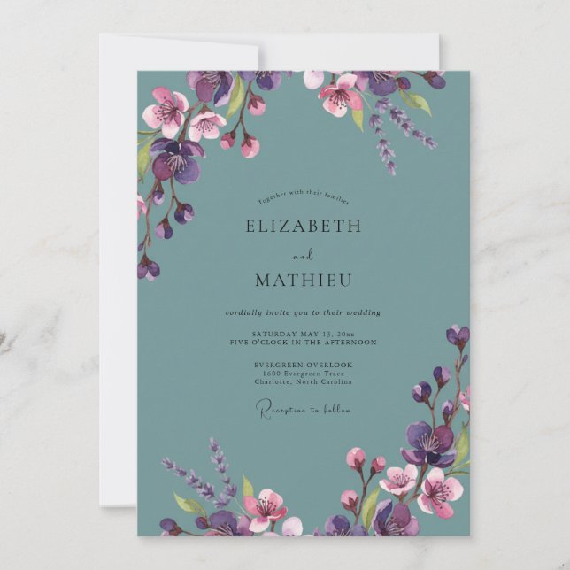 Slate Plum Painted Wedding Invitation (Front)