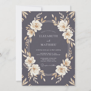 Slate Purple Polished Autumnal Wedding Invitation