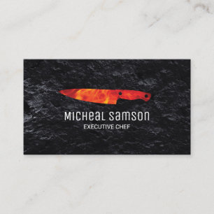 Slate Rock Fire Knife Executive Chef Business Card