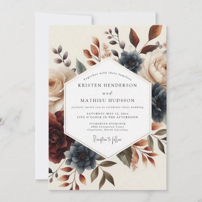 Slate Russet Autumnal Wedding Invitation (Front)