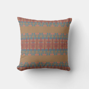 Slate Rust Shades on Tan Mediterranean Panel Motif Cushion