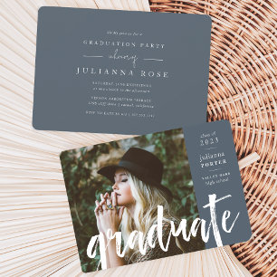 Slate Sketched Overlay Graduation Party Invitation