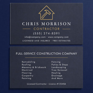 Slate Stone Building Construction Navy Blue Business Card