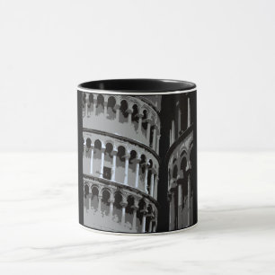 Slate Tower of Pisa in Italy black and white Mug