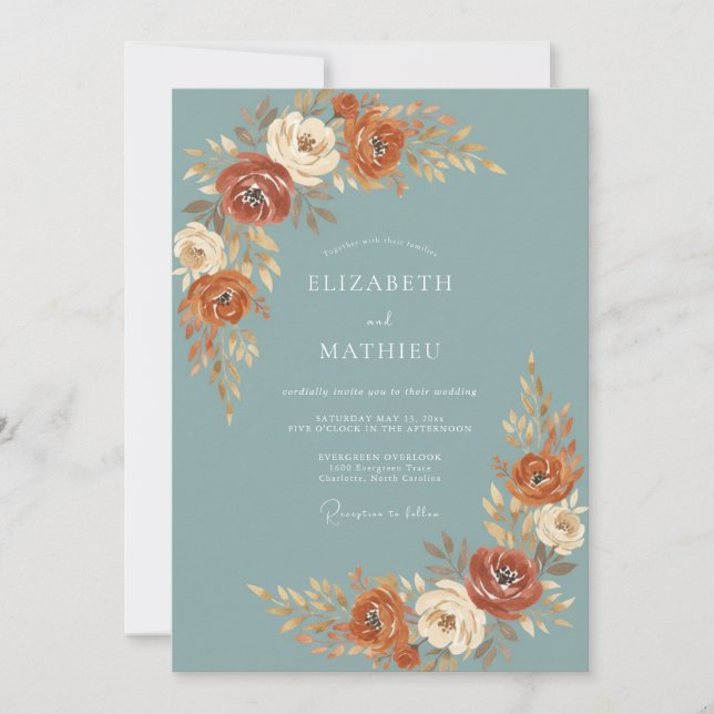 Slate Warm Terracotta Painted Wedding Invitation (Front)