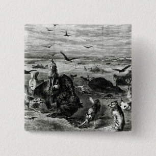 Slaughter of Buffaloes on the Plains 15 Cm Square Badge