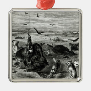 Slaughter of Buffaloes on the Plains Metal Ornament