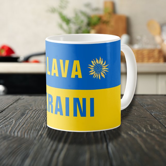 Slava Ukraini Blue Yellow Sunflower Ukraine Coffee Mug (Creator Uploaded)