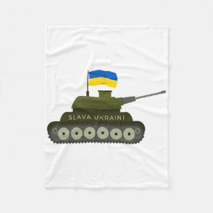 Slava Ukraini Glory To Ukraine Army Tank With Ukra Fleece Blanket
