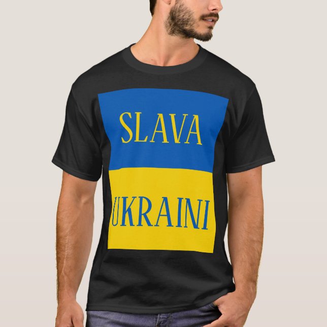 Slava Ukraini Glory to Ukraine flag T-Shirt (Front)